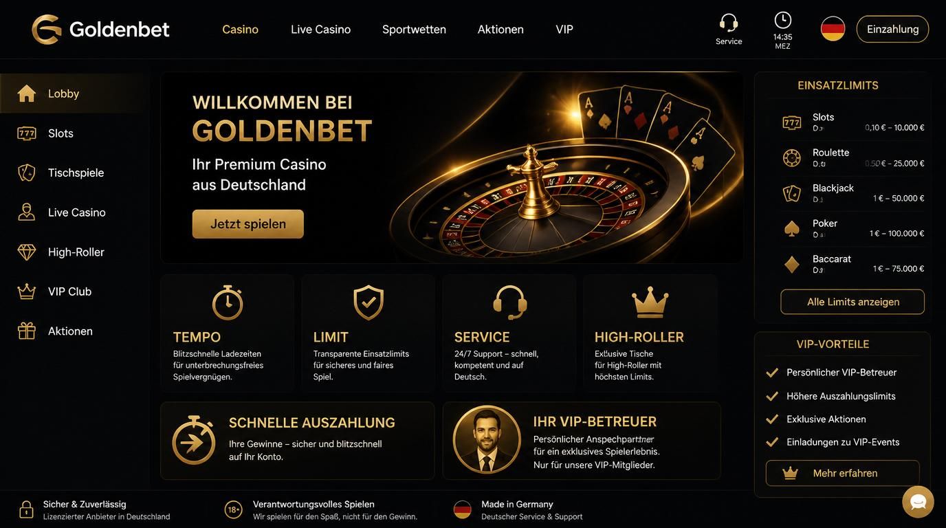  Hohe Einsätze, schneller Support, Premium Service 