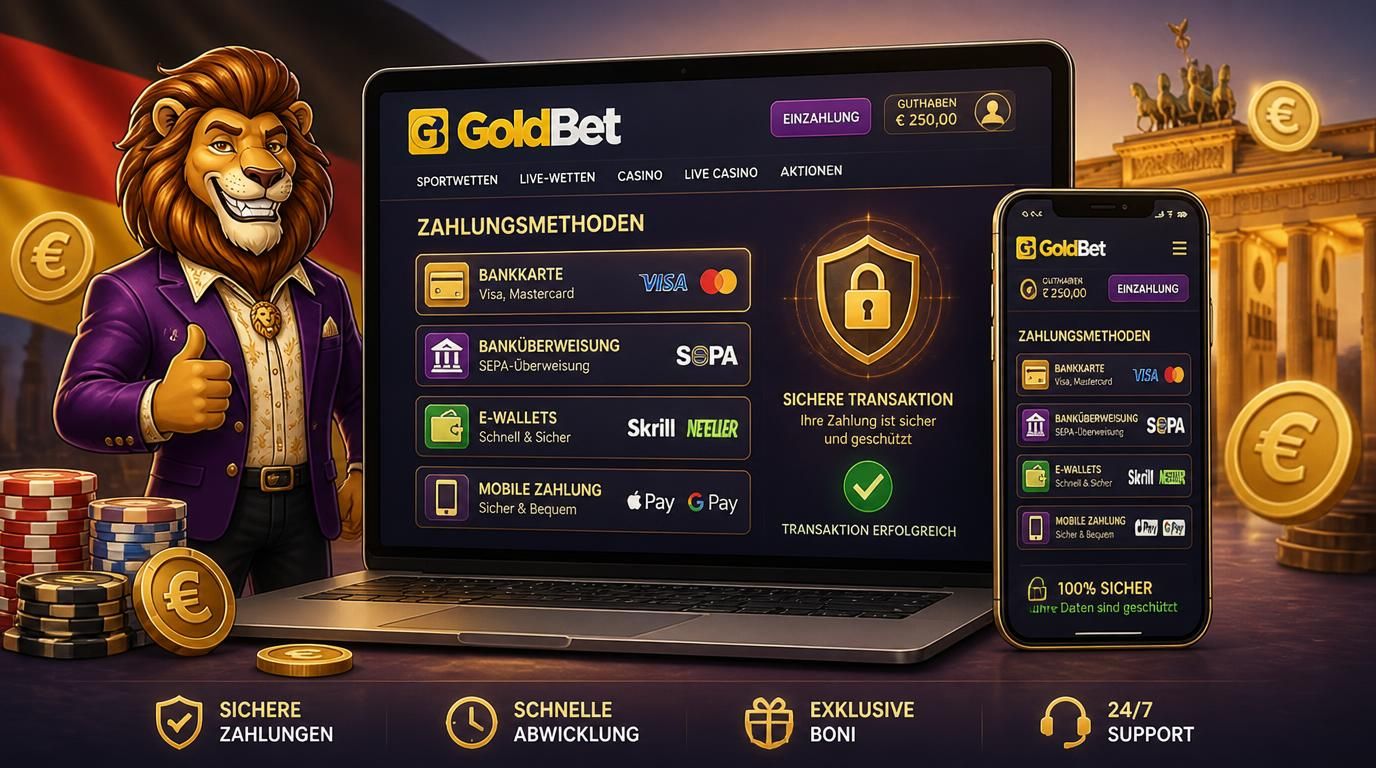 GoldBet Zahlungsmethoden für Spieler aus Deutschland mit Karten, SEPA und digitalen Wallets
